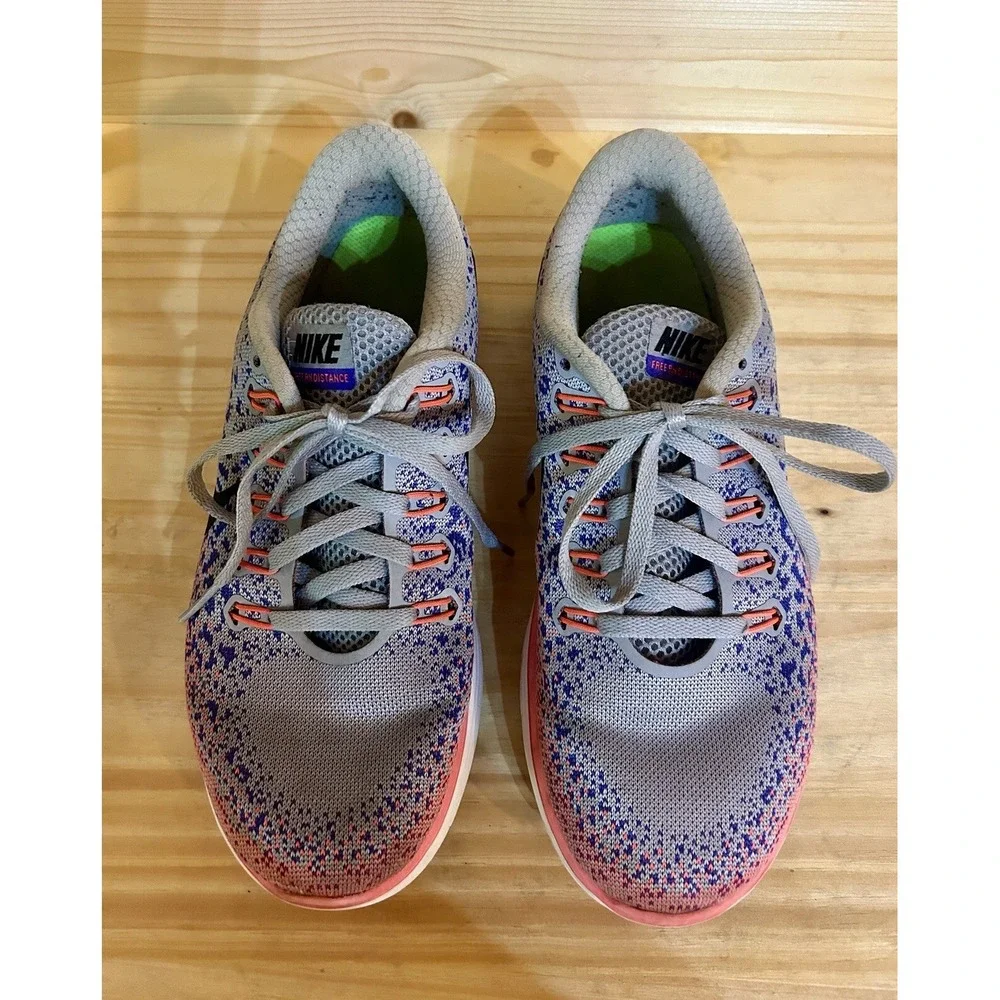 Nike Free RN Distance Low Gray Pink Women's Size 8 827116-004 EUC